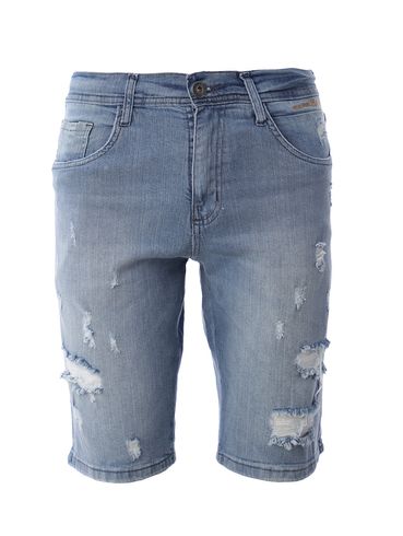 Bermuda Jeans Destroyed Gangster Masculina AZUL