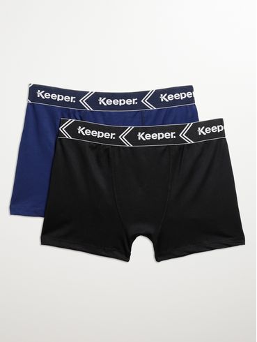 Kit com 02 Cuecas Boxer Masculinas Preto/Azul Marinho