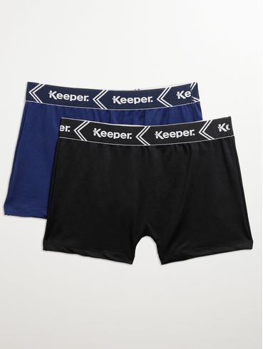 Kit com 02 Cuecas Boxer Masculinas Preto/Azul Marinho