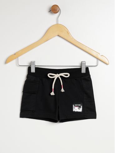 Short Moletinho Infantil Para Menina - PRETO