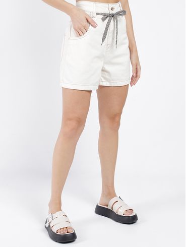 Short Sarja Feminino OFF WHITE