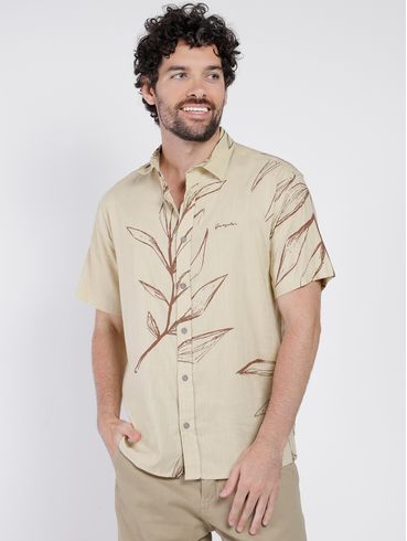 Camisa Manga Curta Gangster Masculina BEGE