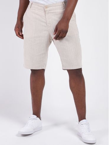 Bermuda Alfaiataria Risca de Giz Masculina BEGE
