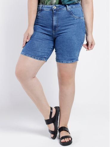 Bermuda Jeans Plus Size Feminina AZUL