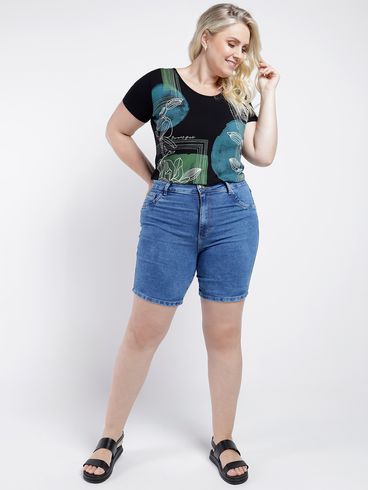 Bermuda Jeans Plus Size Feminina AZUL