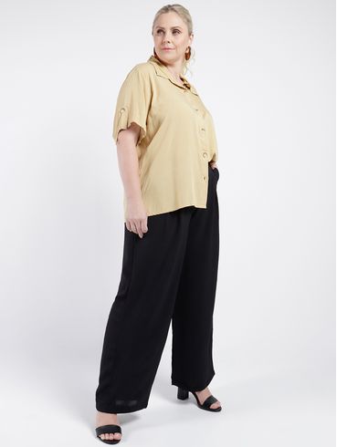 Camisa Manga Curta Plus Size Feminina BEGE