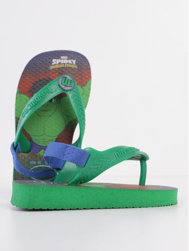 Chinelo Havaianas Hulk Infantil Para Bebê Menino - VERDE/AZUL