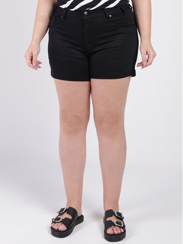 Short Sarja Bivik Plus Size Feminino PRETO