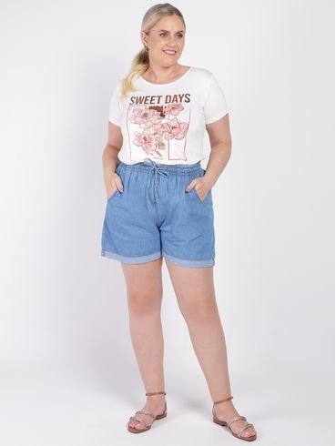 Short Jeans Plus Size Feminino AZUL