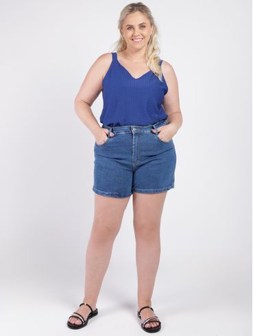 Short Jeans Sawary Plus Size Feminino AZUL