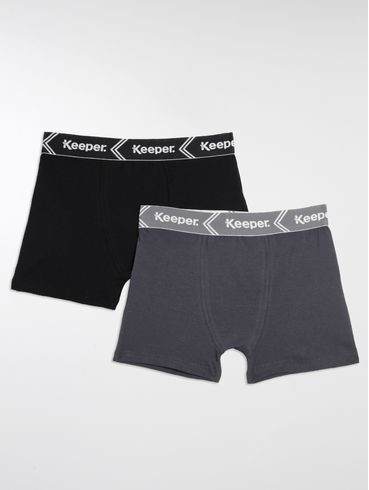 Kit com 02 Cuecas Boxer Masculinas Preto/Chumbo