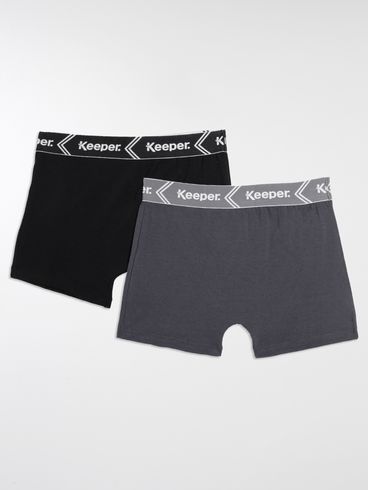 Kit com 02 Cuecas Boxer Masculinas Preto/Chumbo