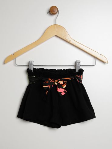 Short Moletinho Infantil Para Menina - PRETO