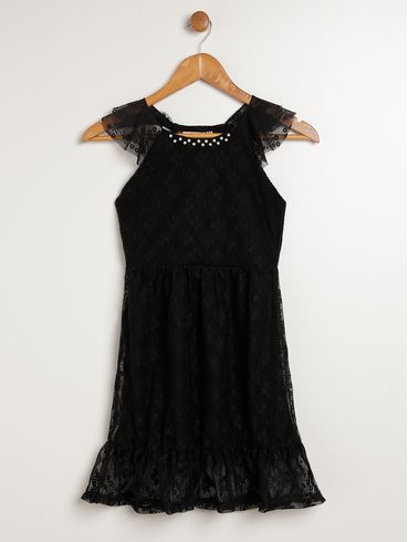 Vestido Juvenil Para Menina - PRETO