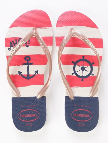 Chinelo Havaianas Slim Nautical Feminino BEGE/ROSE