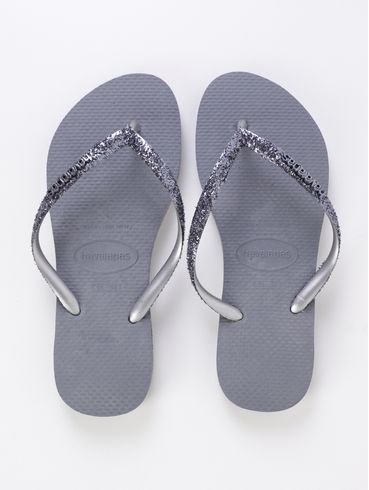 Chinelo Havaianas Slim Glitter Feminino CINZA