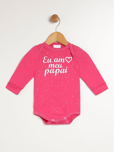 Body Manga Longa Infantil Para Bebê- Rosa Pink