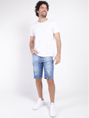 Bermuda Jeans Destroyed Masculina AZUL
