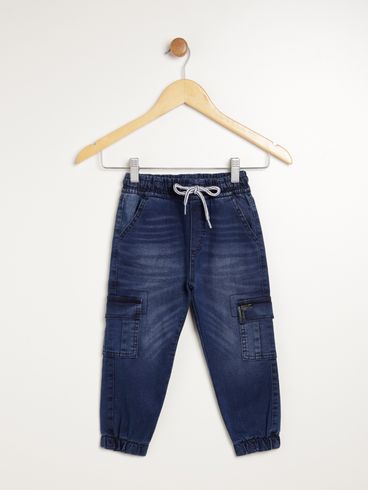 Calça Jeans Jogger Infantil Para Menino - AZUL