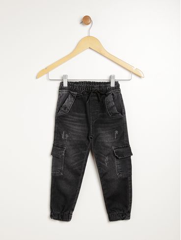 Calça Jeans Jogger Infantil Para Menino - PRETO