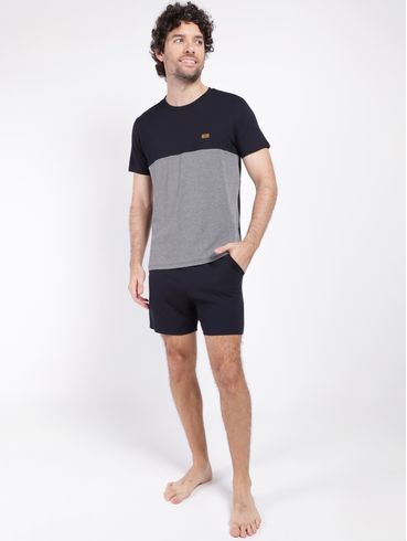 Pijama Masculino PRETO/MESCLA ESCURO