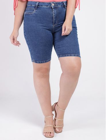 Bermuda Jeans Sawary Plus Size Feminina AZUL