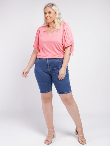 Bermuda Jeans Sawary Plus Size Feminina AZUL