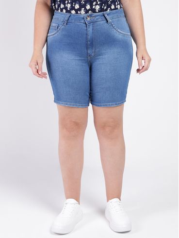 Bermuda Jeans Plus Size Feminina AZUL