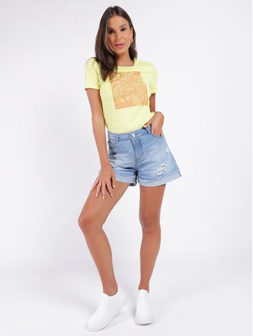 Short Jeans Destroyed Bivik Feminino AZUL