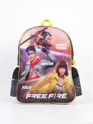 Mochila Escolar Free Fire  Infantil PRETO/AMARELO