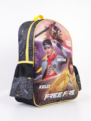 Mochila Escolar Free Fire  Infantil PRETO/AMARELO