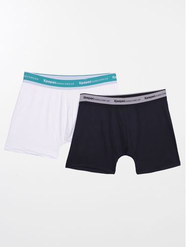 Kit com 02 Cuecas Boxer Masculinas Preto/Branco