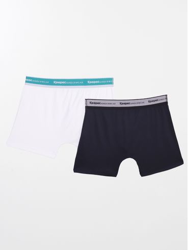 Kit com 02 Cuecas Boxer Masculinas Preto/Branco