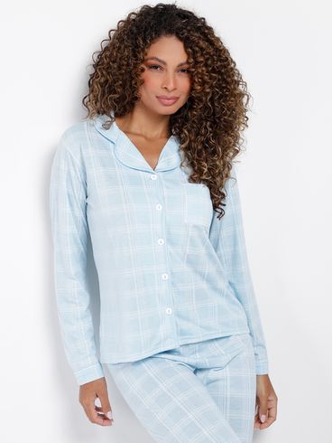 Pijama Longo Feminino AZUL