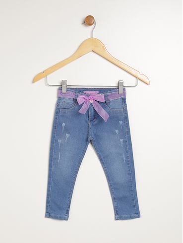 Calça Jeans Skinny Infantil Para Menina - AZUL