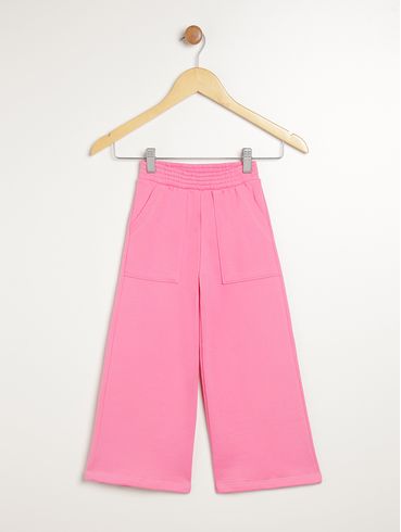 Calça Moletom Wide Leg Infantil Para Menina - ROSA