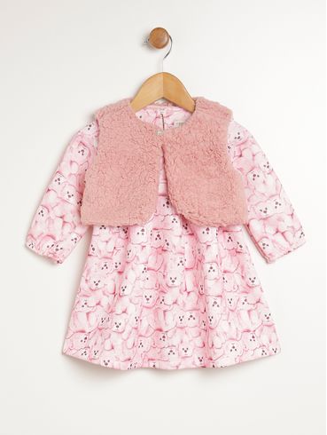 Vestido Manga Longa Infantil Para Bebê- ROSA