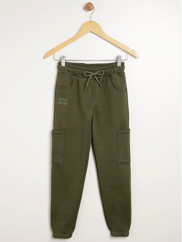 Calça Moletom Jogger Juvenil Para Menino - VERDE