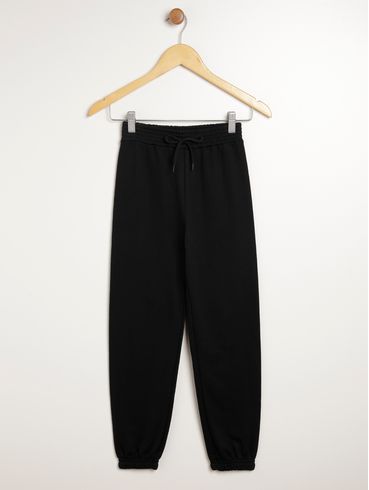 Calça Moletom Jogger Juvenil Para Menina - PRETO