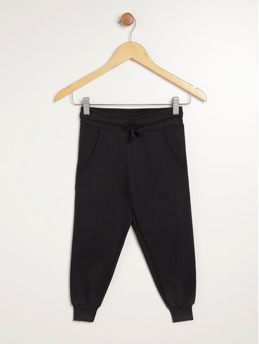 Calça Jogger Moletom Juvenil Para Menino - PRETO