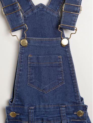 Macacão Jardineira Jeans Infantil Para Menina - AZUL