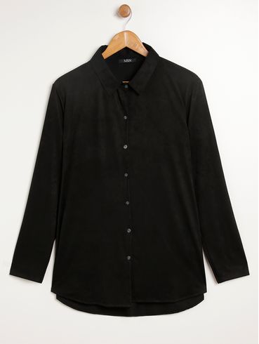 Camisa Alongada Plus Size Feminina PRETO