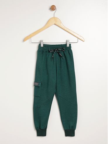 Calça Moletom Cargo Infantil Para Menino - VERDE