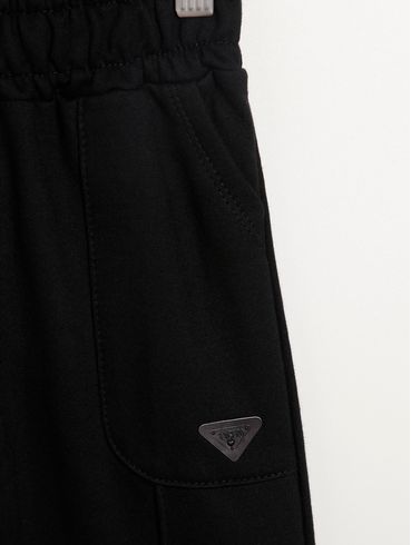 Calça Moletom Jogger Infantil Para Bebê- PRETO