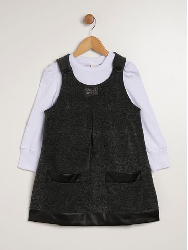 Vestido Bouclê Infantil Para Menina - PRETO