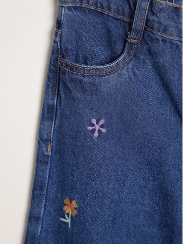 Calça Jeans Wide Leg Infantil Para Menina - AZUL