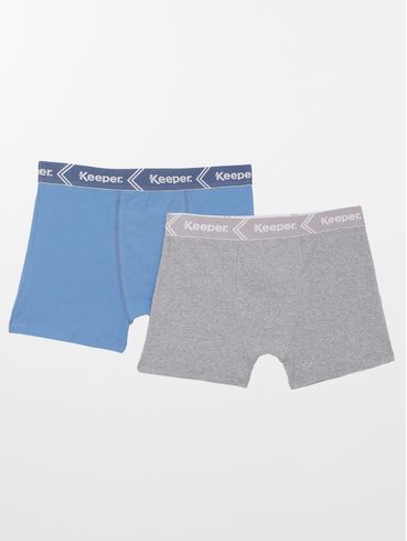 Kit com 02 Cuecas Boxer Masculinas AZUL/MESCLA