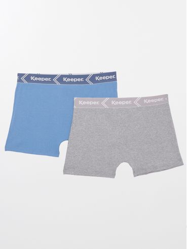 Kit com 02 Cuecas Boxer Masculinas AZUL/MESCLA