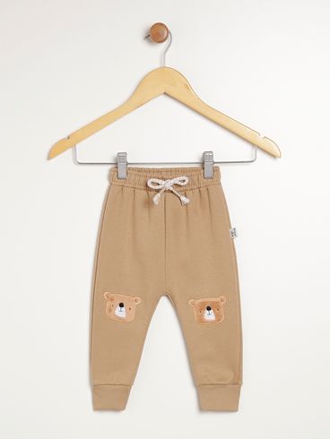 Calça Moletom Infantil Para Bebê - CAQUI