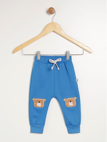 Calça Moletom Infantil Para Bebê - AZUL